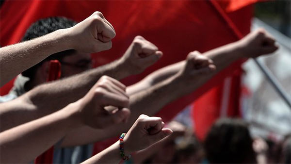 Chauvinism rally fists