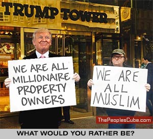 Michael Moore & Donald Trump signs