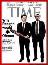Reagan-Obama Time cover funny cartoon