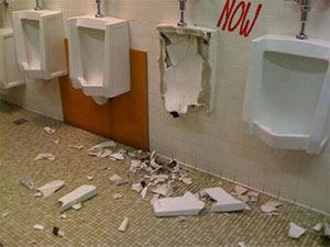 Feminists break urinals