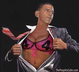 Cross dresser transgendered Barack Obama: the Second Lady - funny political cartoon