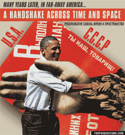 Obama and Soviet Propaganda Cartoon
