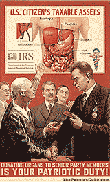 Party Organ Donor Obamacare Cartoon - Parody of Soviet Poster