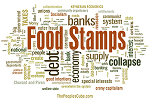 Food stamps word cloud obama economy cartoon