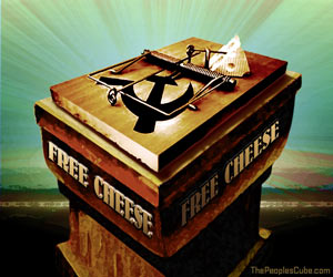 Free Cheese Statue funny mousetrap cartoon
