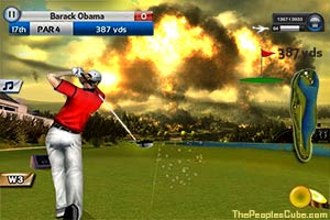 Obama's computer-simulated golf game triggers World War III cartoon