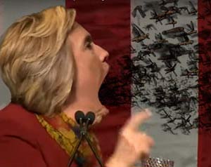 Satan trying to free himself from Hillary's body
