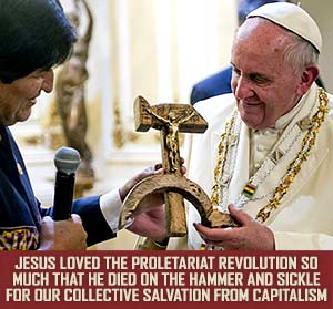 Jesus on hammer & sickle