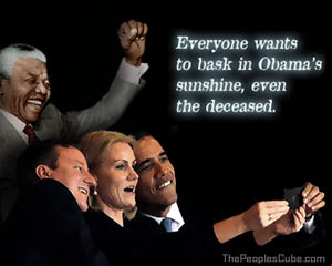 Nelson Mandela Crashes Obama selfie party cartoon