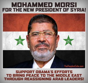 Mohammed Morsi for President of Syria satirical poster