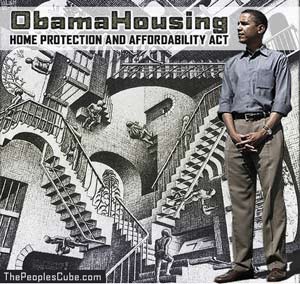 Obama Housing Escher optical illusion cartoon