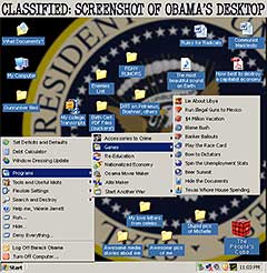 SCREENSHOT OF OBAMA'S DESKTOP funny cartoon