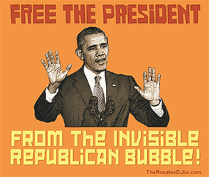 Obama inside mime bubble parody poster