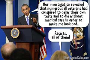 vets delayed own tests to make Obama look bad political cartoon