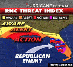 RNC threat and hurricane Isaac map cartoon