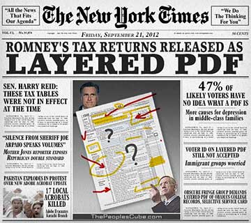 Romney's Tax Returns Released as Layered PDFs funny parody picture