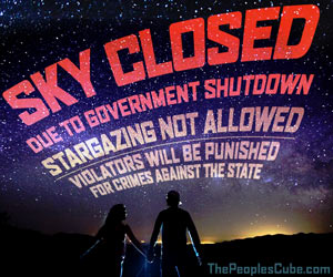 SKY CLOSED due to government shutdown funny cartoon