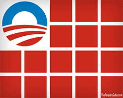 People's Cube Red Square American Flag Cartoon